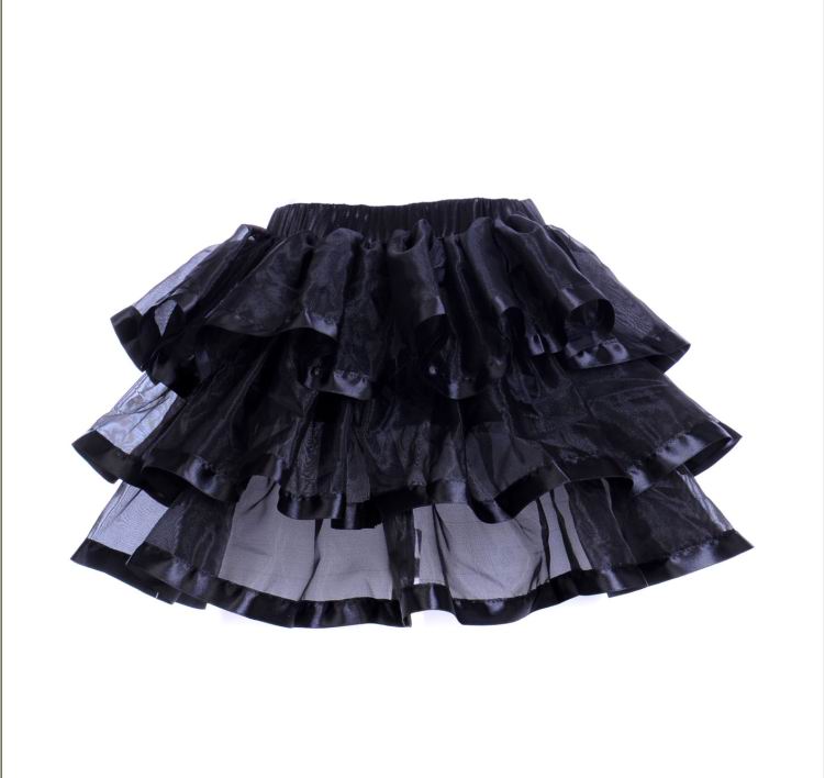 Black Tulle Mini Skirts With Layers and black Edging